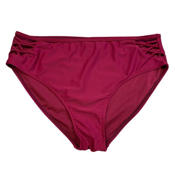 Island Soul Curve Magenta Cutout Plus Size Swim Bikini Bottoms Bathing Suit 1x - Picture 1 of 5